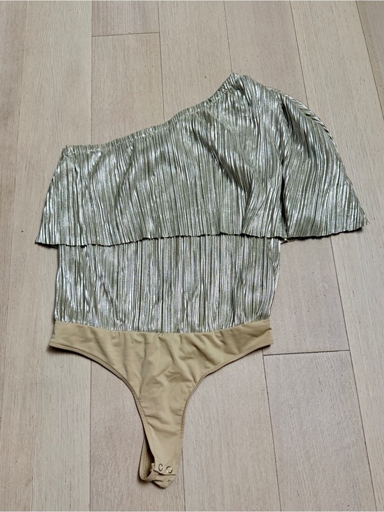 Rachel Zoe Tops - Express x Rachel Zoe:  One-Shoulder Metallic Gold Bodysuit